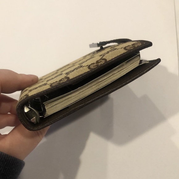 GUCCI MONOGRAM Leather Canvas Agenda Binder Passport Holder Credit Card Wallet - Picture 10 of 17